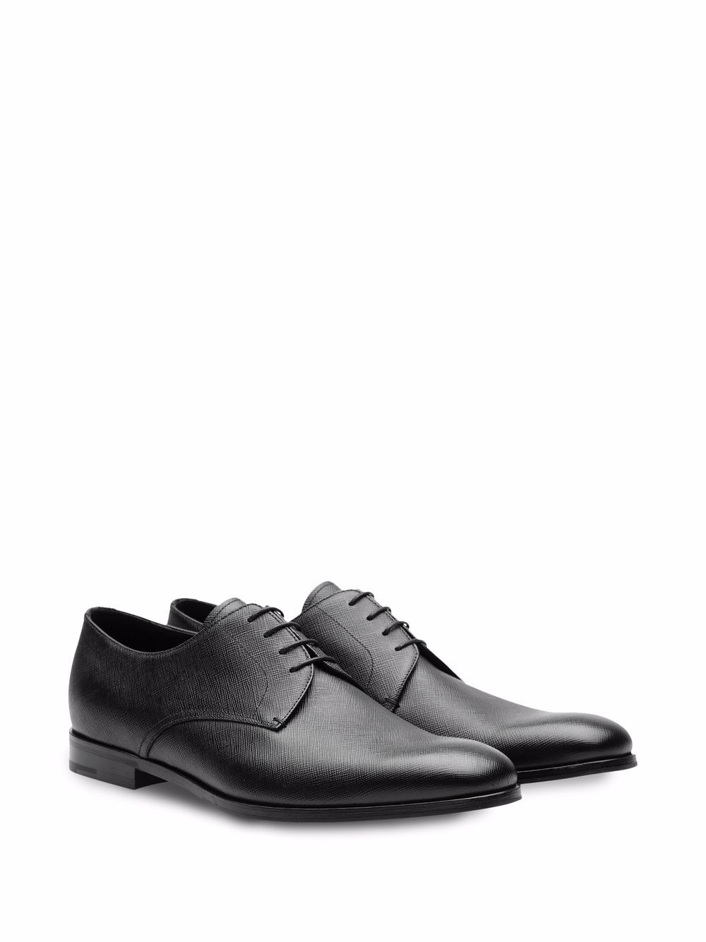 Prada Saffiano leren derby schoenen - Zwart