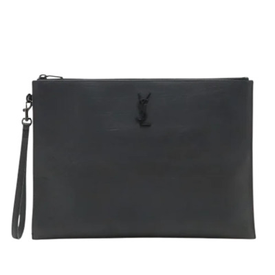 Pre-owned Leather clutches Yves Saint Laurent Vintage , Black , Heren