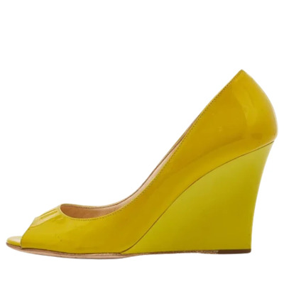 Pre-owned Leather flats Jimmy Choo Pre-owned , Yellow , Dames