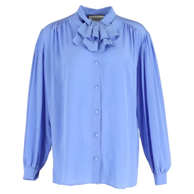 Pre-owned Silk tops Gucci Vintage , Blue , Dames