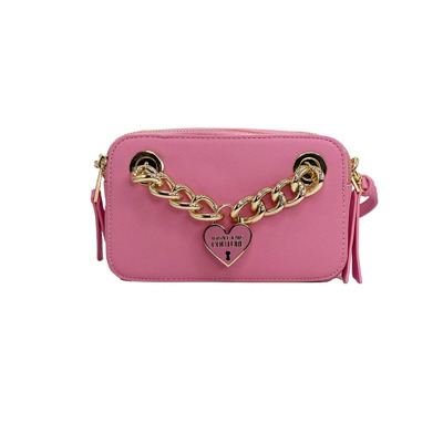 Rosa Ketting Hart Bedel Leren Tas Versace Jeans Couture , Pink , Dames