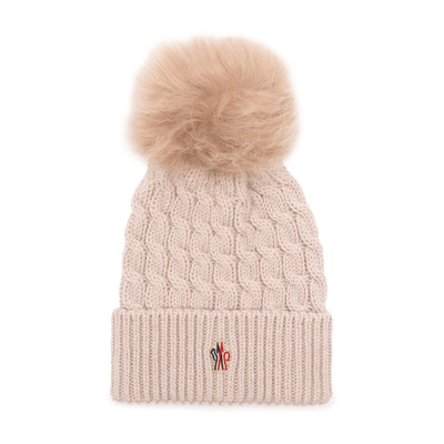 Roze wollen gebreide muts met pompon Moncler , Pink , Dames