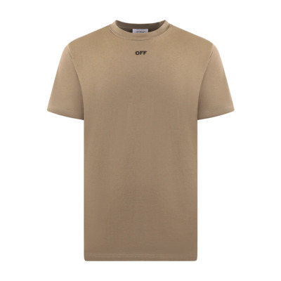 Slim Beige Stitch T-Shirt Off White , Beige , Heren