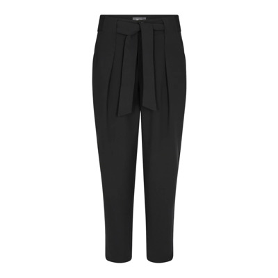 Slim-Fit Broek met Hoge Taille, Plooien aan de Voorkant en Brede Riem MOS Mosh , Black , Dames