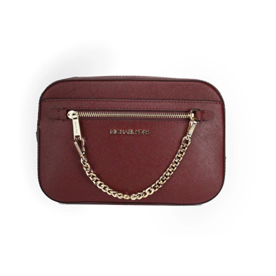 Stijlvolle Leren Crossbody Tas met Ketting Michael Kors , Brown , Dames