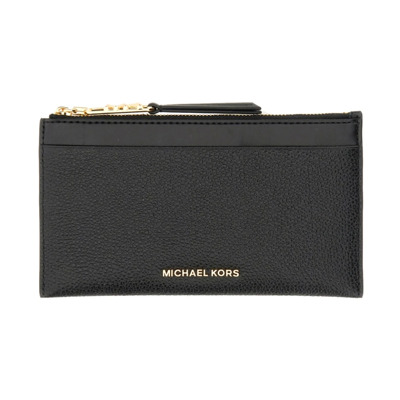 Stijlvolle Leren Kaarthouder Portemonnee Michael Kors , Black , Dames