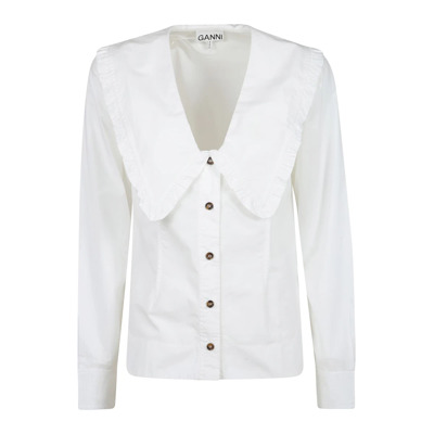 Stijlvolle V-Hals Shirt voor Vrouwen Ganni , White , Dames