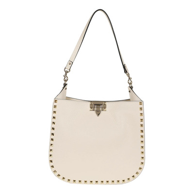 Studded Leren Hobo Tas Valentino Garavani , Beige , Dames