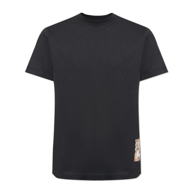 T-shirt met logo Burberry , Black , Heren