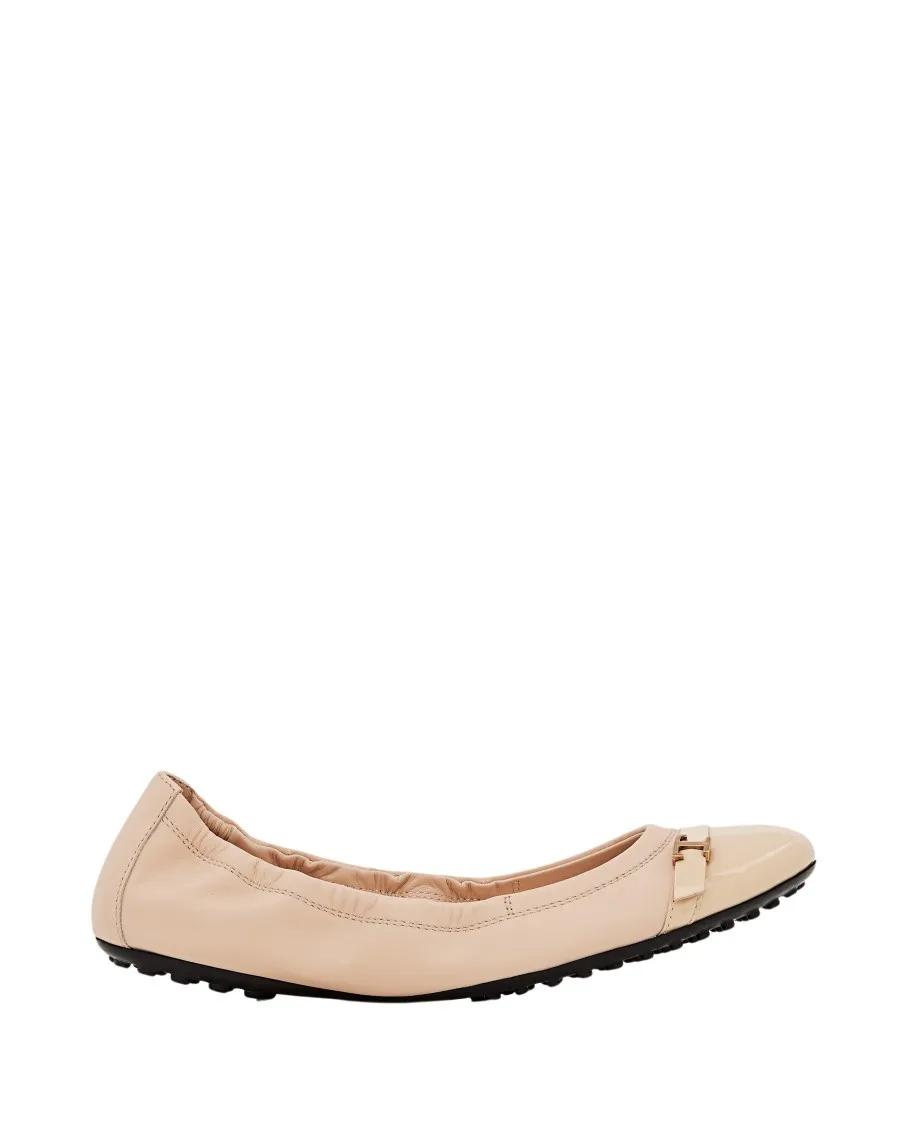 Tod's Loafers - Ballerina Leather Flat in beige