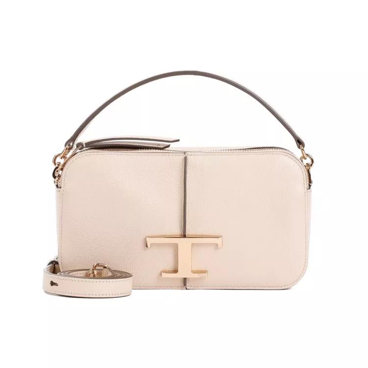 Tod's Shoppers - Beige Natural Grained Leather T Timeless Camera Ba in beige