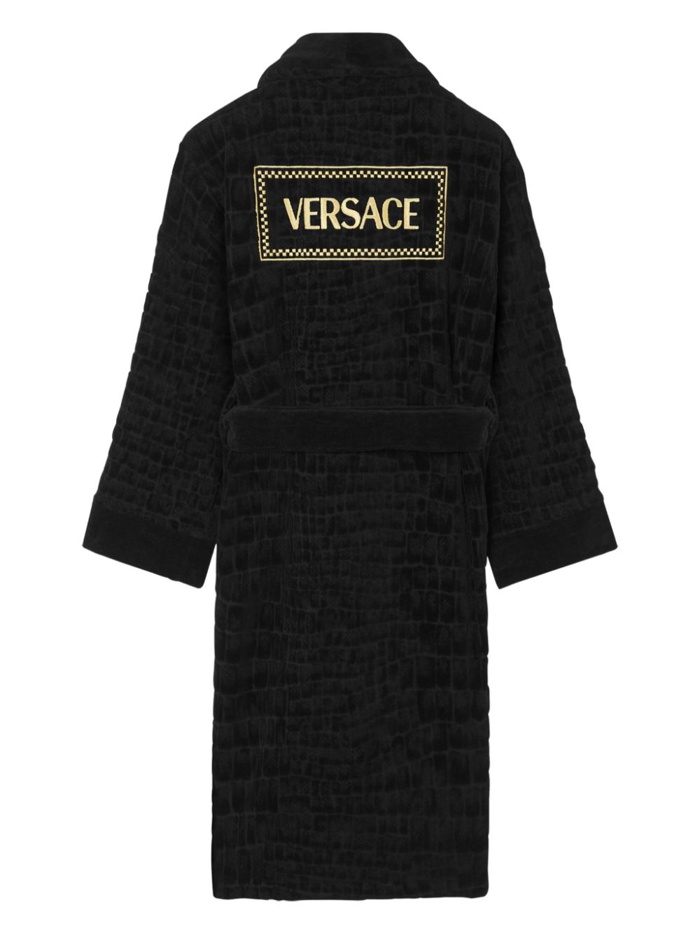 Versace Icon badjas met Medusa-plakkaat - Zwart