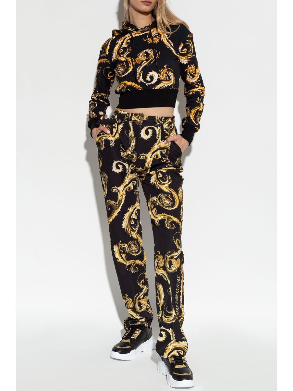 Versace Jeans Couture Watercolour Couture cropped hoodie - Zwart