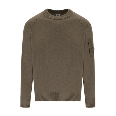 Walnoot Crewneck Trui met Lens Zak C.p. Company , Green , Heren