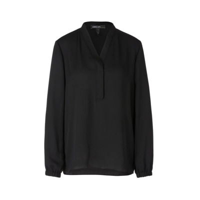 Wijde Blouse met Volantdetails Marc Cain , Black , Dames