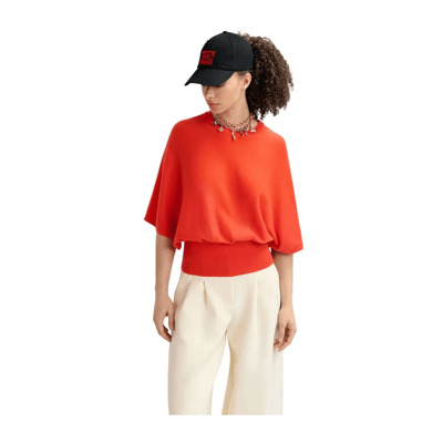 Wijdvallende Gebreide Top Essentiel Antwerp , Red , Dames