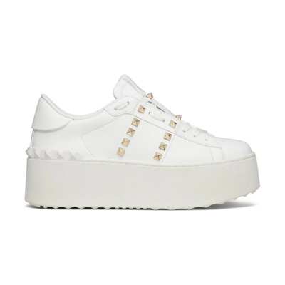 Witte Leren Sneakers met Logo Valentino Garavani , White , Dames