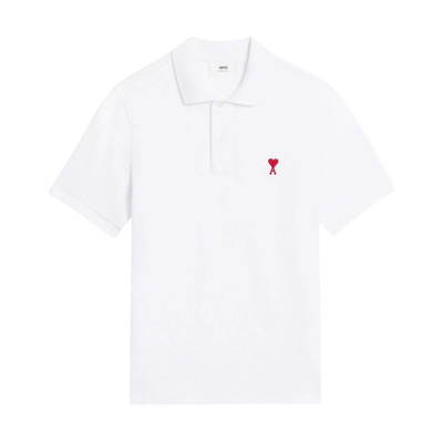 Witte Polo Shirt Ami Paris , White , Heren