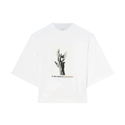 Witte T-shirt voor dames - Stijlvol en comfortabel Palm Angels , White , Dames