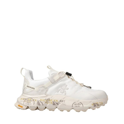 Witte stoffen en leren sneakers Premiata , White , Dames