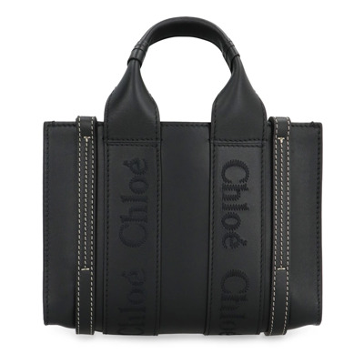 Woody Tote tas van kalfsleer Chloé , Black , Dames