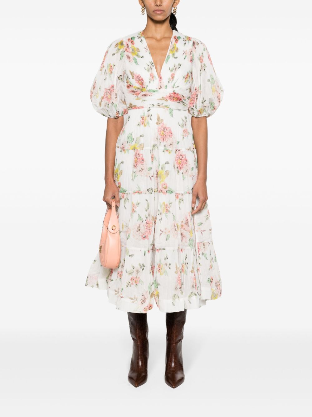 ZIMMERMANN Midi-jurk met bloemenprint - Wit