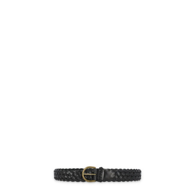 Zwart Leren Gevlochten Riem Vrouw Metaal Ralph Lauren , Black , Dames