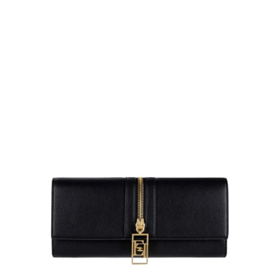 Zwarte Baguette Tas met Gouden Rits Elisabetta Franchi , Black , Dames