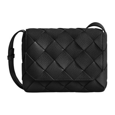 Zwarte Cross-body Tas met Intreccio Motief Bottega Veneta , Black , Heren