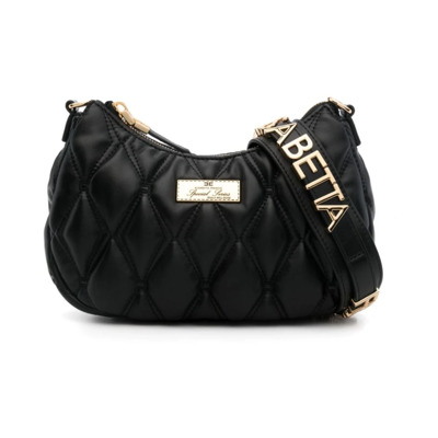 Zwarte Diamantquilted Top Handvat Tas Elisabetta Franchi , Black , Dames