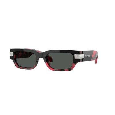 Zwarte Frame Donkergrijze Lens Zonnebril Versace , Black , Unisex