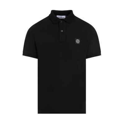 Zwarte Katoenen Poloshirt Aw24 Stone Island , Black , Heren