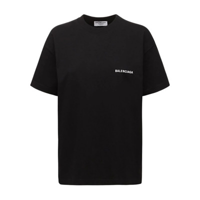 Zwarte Katoenen T-shirt - Rechte pasvorm Balenciaga , Black , Heren