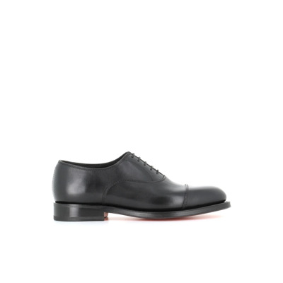 Zwarte Oxford Platte Schoenen Santoni , Black , Heren