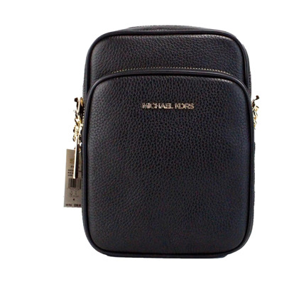 Zwarte Pebbled Leren Ketting Crossbody Tas Michael Kors , Black , Dames