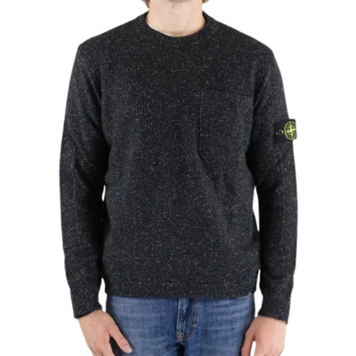 Zwarte Wol Crewneck Trui Stone Island , Black , Heren