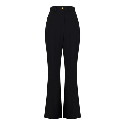 Zwarte Wol Hoge Taille Flared Broek Balmain , Black , Dames