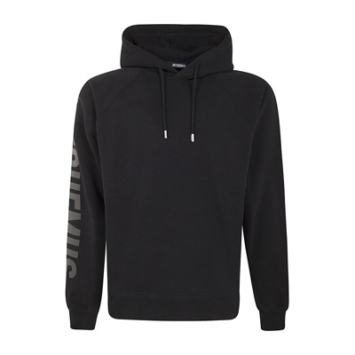 Zwarte hoodie met typografisch ontwerp Jacquemus , Black , Heren