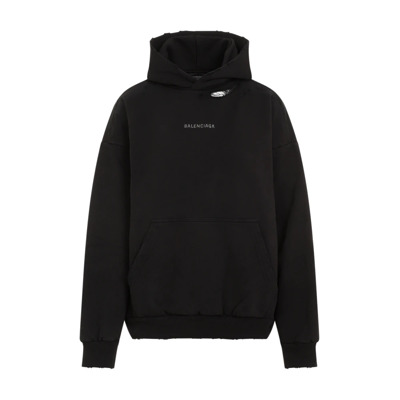 Zwarte hoodie met wit logo Balenciaga , Black , Dames