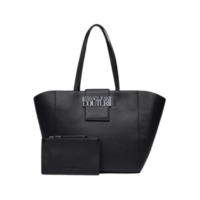 Zwarte leren shopper tas Versace Jeans Couture , Black , Dames