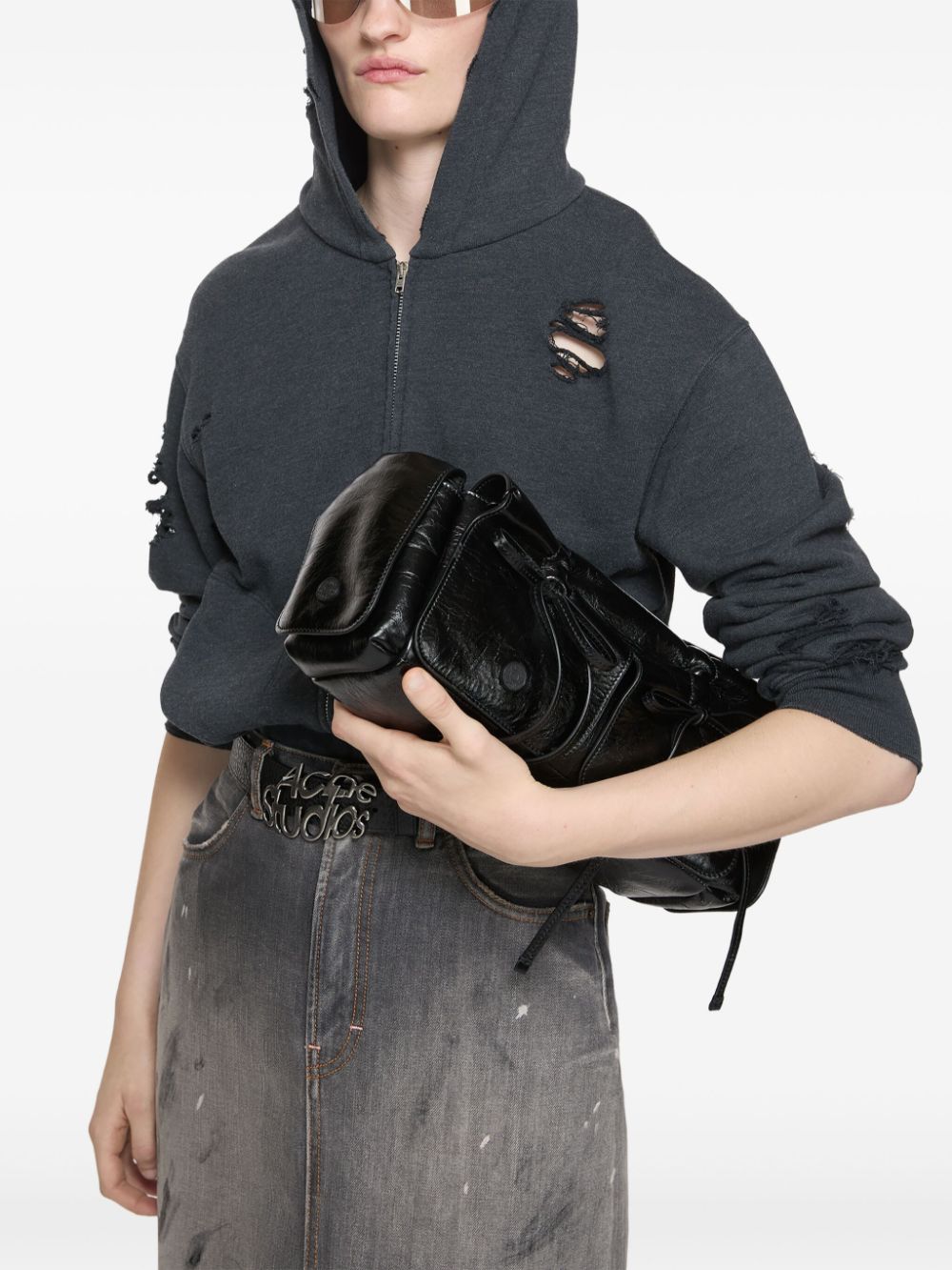 Acne Studios multi-pocket shoulder bag - Zwart