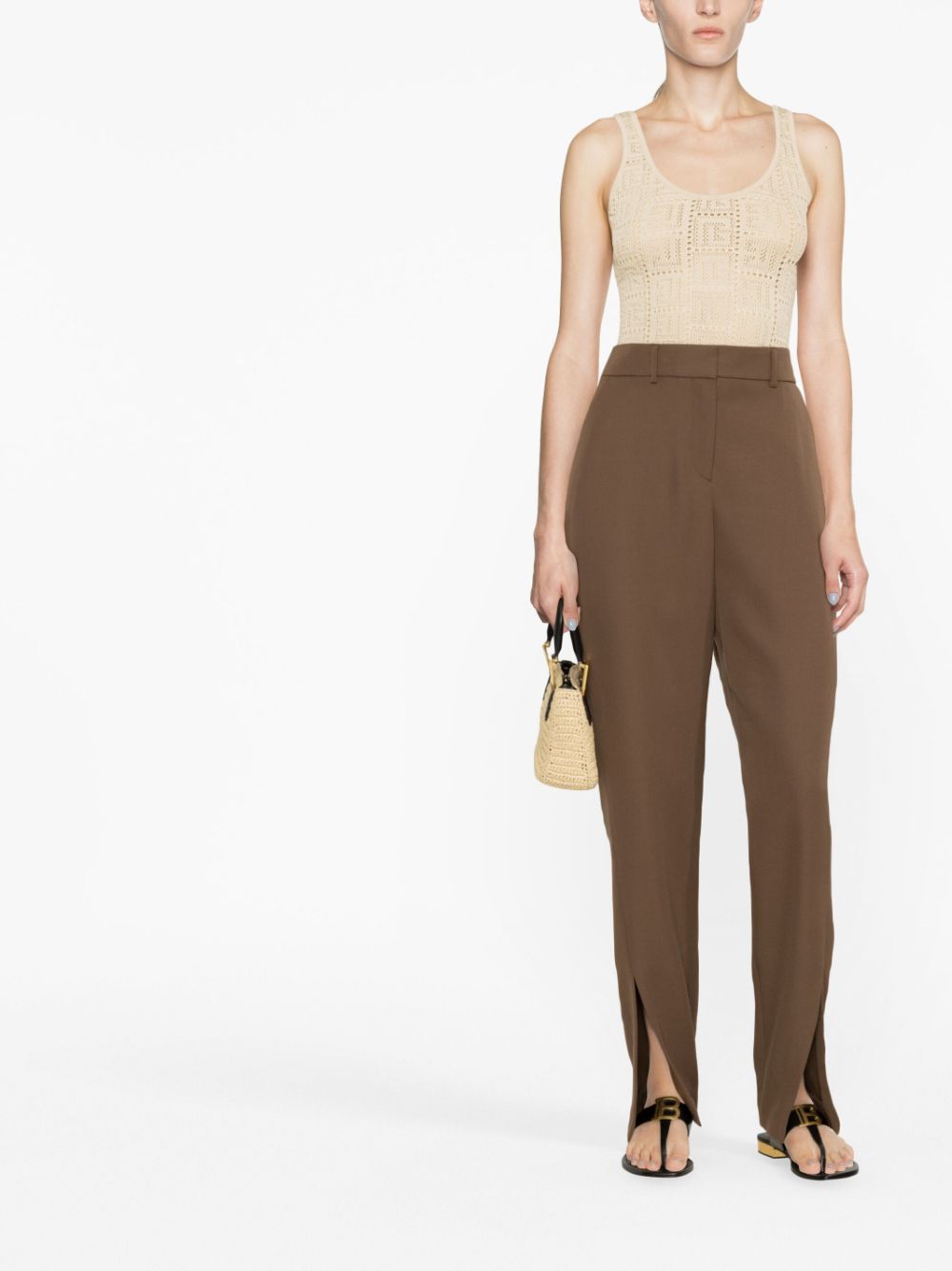 Balmain Broek met split - Bruin