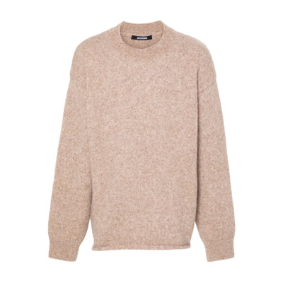 Beige Alpaca Sweater Crew Neck Jacquemus , Beige , Heren