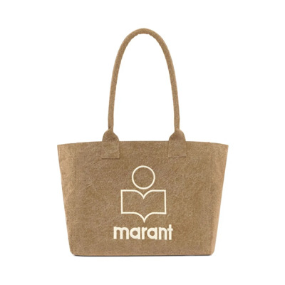 Beige Geborduurd Logo Top Handvat Tas Isabel Marant , Beige , Dames