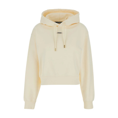 Beige Hoodie met Logo Patch Jacquemus , Beige , Dames