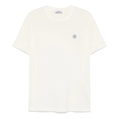 Beige T-shirts en Polos met Compass Logo Stone Island , Beige , Heren