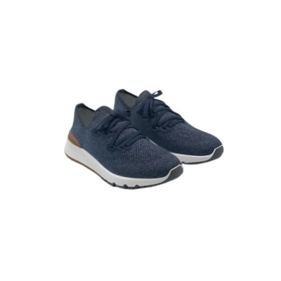 Blauwe Denim Katoenen Mesh Hardloopschoenen Brunello Cucinelli , Blue , Heren