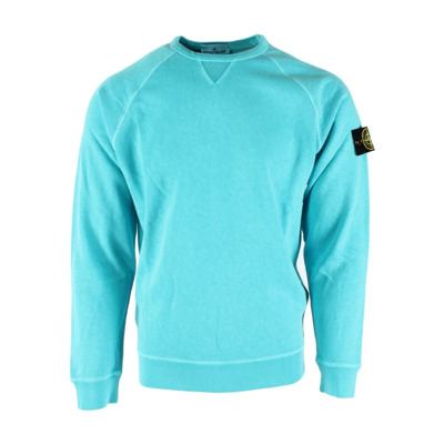 Blauwe Katoenen Trui voor Heren Stone Island , Blue , Heren