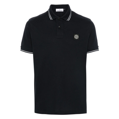 Blauwe T-shirts en Polo's met Gestreepte Details Stone Island , Blue , Heren