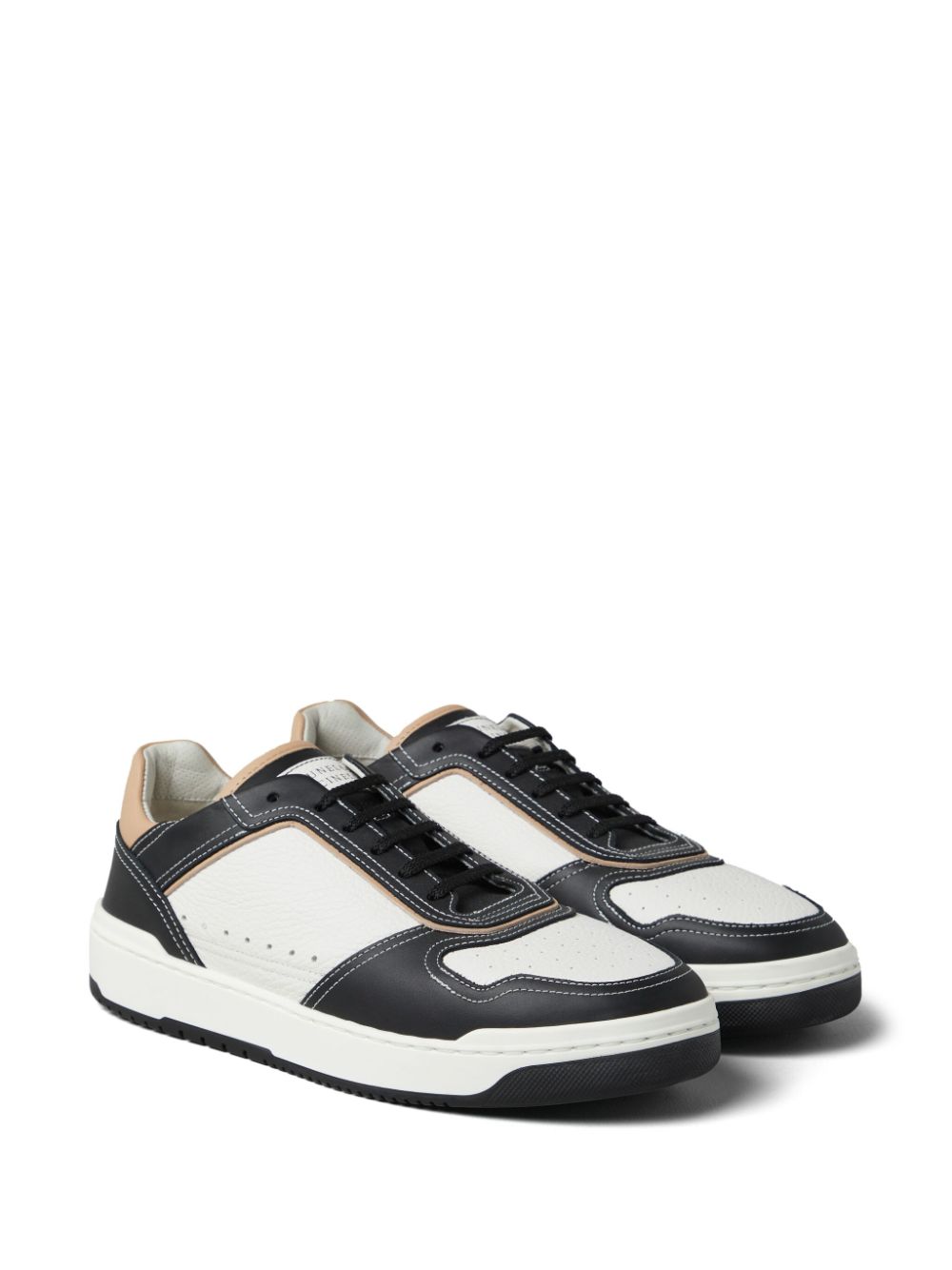 Brunello Cucinelli Leren sneakers met colourblocking en vlakken - Wit